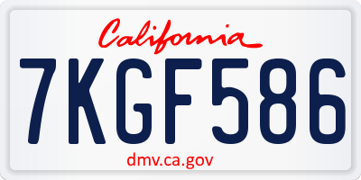 CA license plate 7KGF586