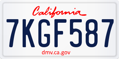 CA license plate 7KGF587