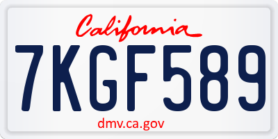 CA license plate 7KGF589