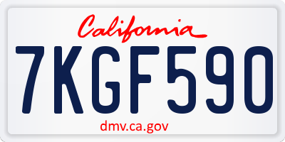 CA license plate 7KGF590