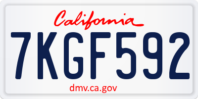 CA license plate 7KGF592