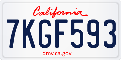 CA license plate 7KGF593