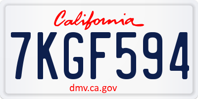 CA license plate 7KGF594