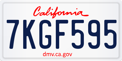 CA license plate 7KGF595