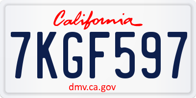 CA license plate 7KGF597