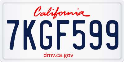 CA license plate 7KGF599