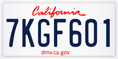 CA license plate 7KGF601