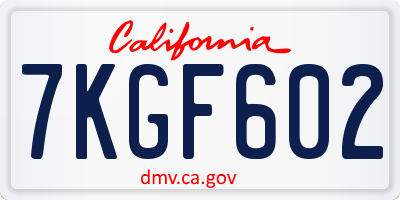 CA license plate 7KGF602