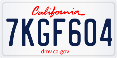 CA license plate 7KGF604