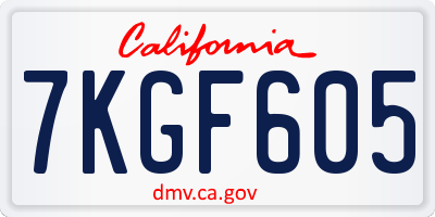 CA license plate 7KGF605
