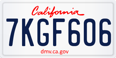 CA license plate 7KGF606