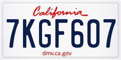 CA license plate 7KGF607