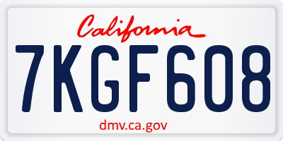CA license plate 7KGF608