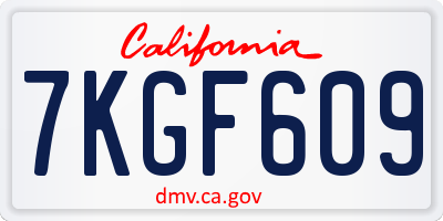 CA license plate 7KGF609