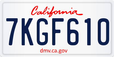 CA license plate 7KGF610