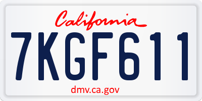 CA license plate 7KGF611