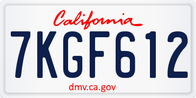 CA license plate 7KGF612