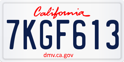 CA license plate 7KGF613