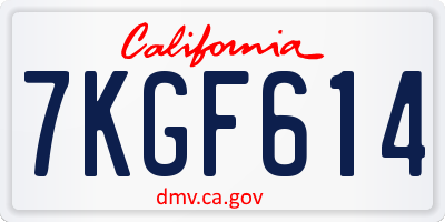 CA license plate 7KGF614