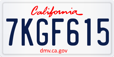 CA license plate 7KGF615