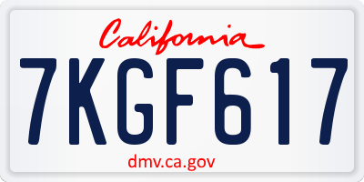 CA license plate 7KGF617