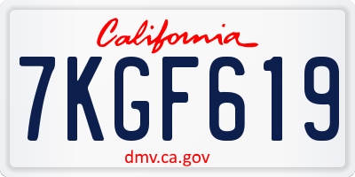 CA license plate 7KGF619
