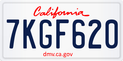 CA license plate 7KGF620