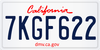CA license plate 7KGF622