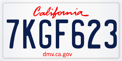 CA license plate 7KGF623