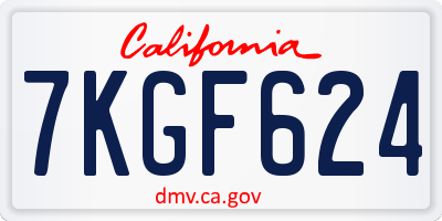 CA license plate 7KGF624