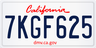 CA license plate 7KGF625