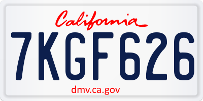 CA license plate 7KGF626
