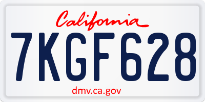 CA license plate 7KGF628