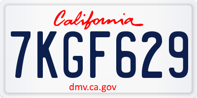 CA license plate 7KGF629