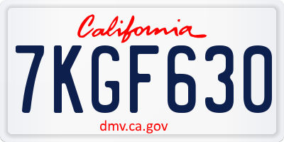 CA license plate 7KGF630
