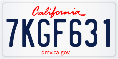 CA license plate 7KGF631
