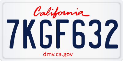 CA license plate 7KGF632