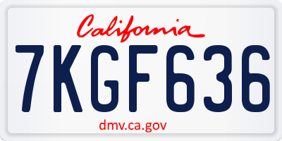 CA license plate 7KGF636