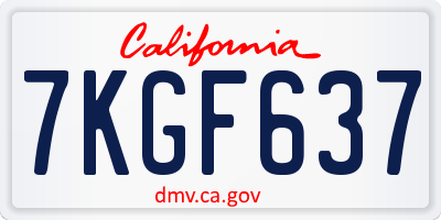 CA license plate 7KGF637