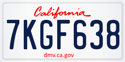 CA license plate 7KGF638