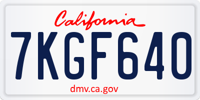 CA license plate 7KGF640