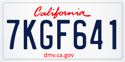CA license plate 7KGF641