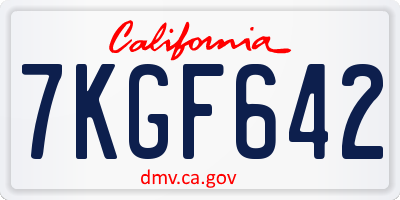 CA license plate 7KGF642