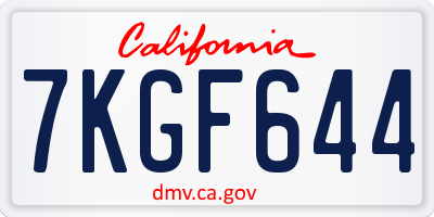 CA license plate 7KGF644