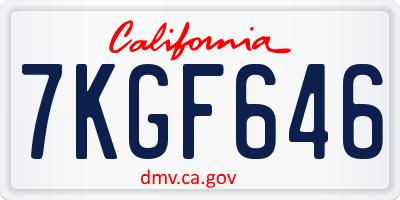 CA license plate 7KGF646