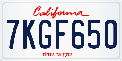 CA license plate 7KGF650