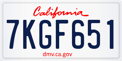 CA license plate 7KGF651