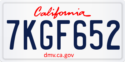 CA license plate 7KGF652