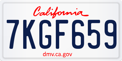 CA license plate 7KGF659