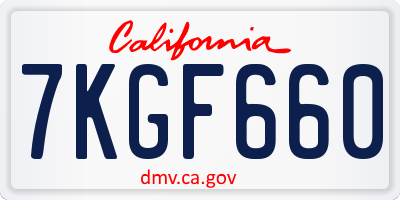 CA license plate 7KGF660